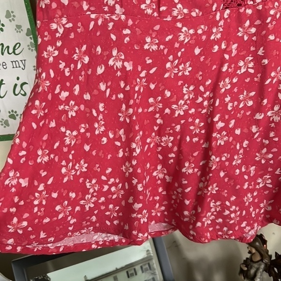 FALLS CREEK Dusty Pink/Cream Floral Pattern Button Babydoll Top w/Lace, 2X, GUC. - Picture 6 of 7